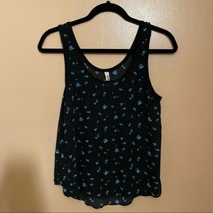 Black Floral Flowy Tank Top